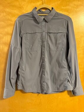 REI Women's Gray Button-Front Utility Shirt
